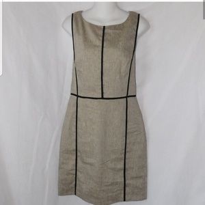 ann taylor linen blend taupe dress